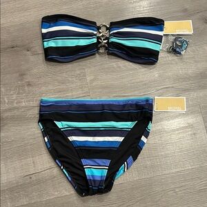 MICHAEL Michael Kors
Women's Bandeau Ring Bikini Top & High-Leg Bikini B…